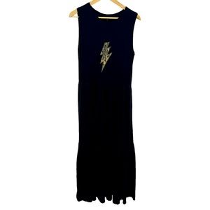 Saint + Sofia Womens Maxi Dress Black Rock & Roll Stretch Sleeveless Size 8